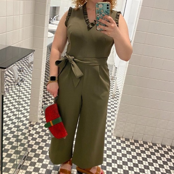 Calvin Klein Pants - Calvin Klein Women's Sleeveless Ruffle-Trim Cropped Jumpsuit